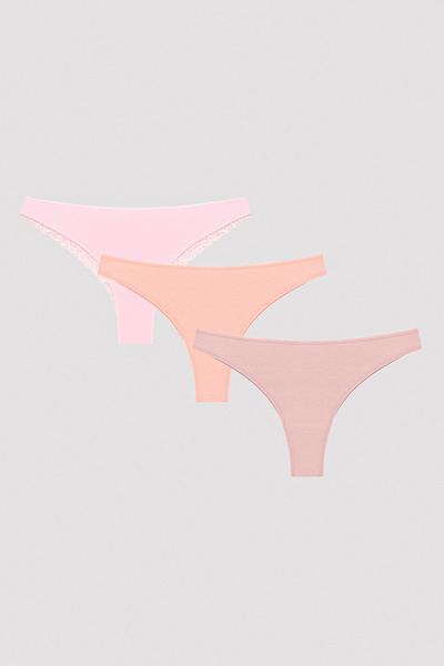 Penti Coral Vibes Lacy Lace Back 3-Piece Brazilian Panties