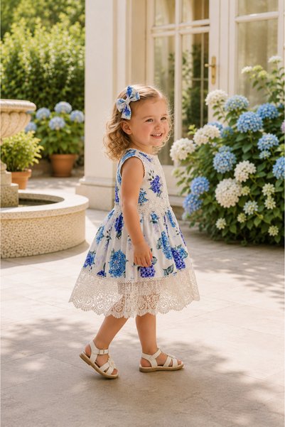 HC Kids Wear Kız Çocuk Çiçekli Doğum Günü Elbisesi