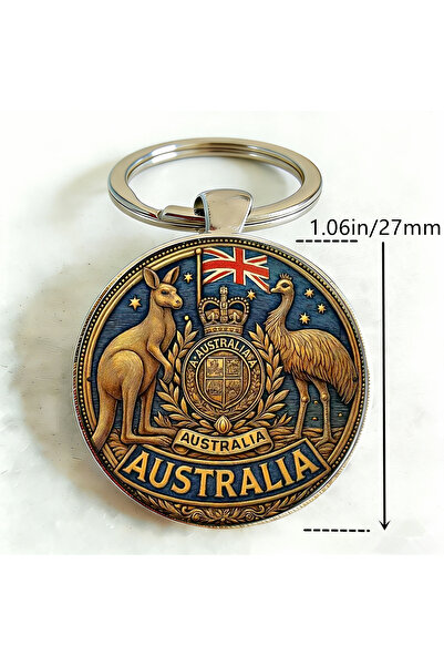 Choice1 No. 2 1pc Vintage Round Australia Keychain Round Australian Flag , Ka...