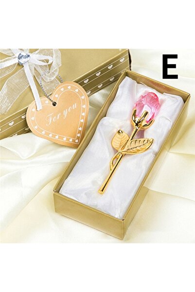 Choice E 6 Colors Crystal Glass Rose Flower Figurines Craft Valentine's Day F...