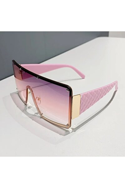 Choice Grey-pink Fashion Large Frame Sunglasses Female One-piece Wide-rimmed ...
