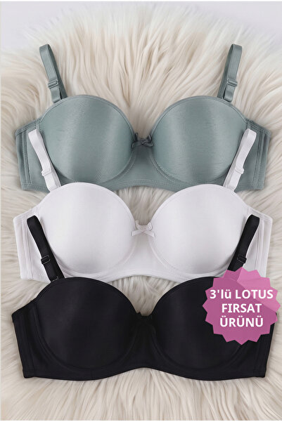 CHOCHO Kadın Lotus Dolgusuz Telli Toparlayıcı 3'lü Sütyen Takımı