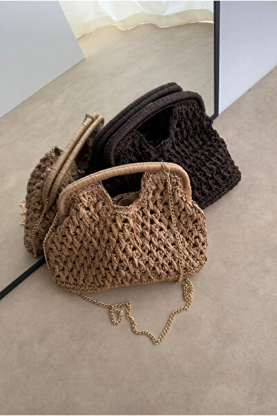 Mupa Shoes Kadın Hasır El Çantası CAMEL HASIR