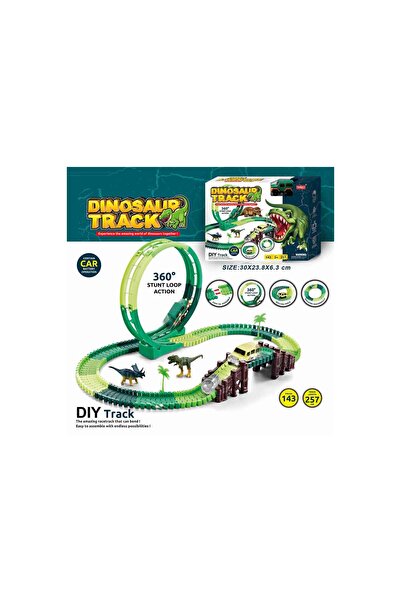 Generic Dinosaur Racetrack Set 143-Pieces with Car, 257 cm Length