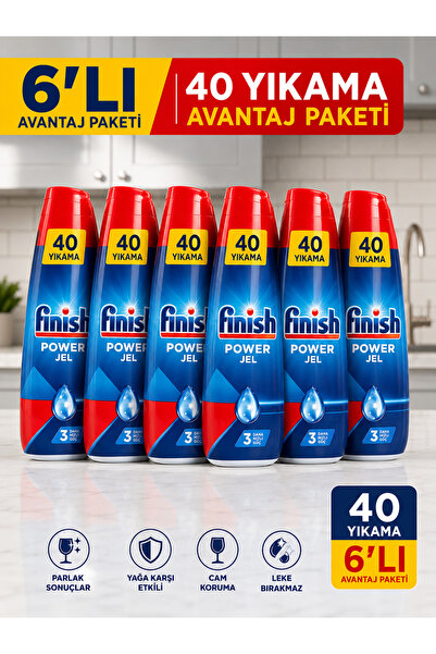 Finish All-In-One Dishwasher Detergent Gel Liquid 1000 ml X 6 Pcs 40 Washes+ ...