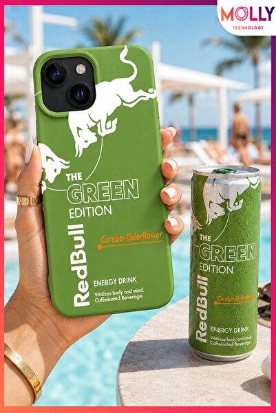 Molly iPhone 13/14 İçin Fıstık Yeşili Redbull The Green Edition Desenli İçi K...