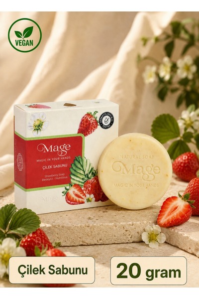 Mage Doğal Çilek Sabunu 20 gram 1 adet kutulu sabun