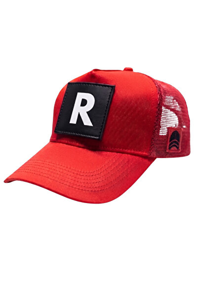 all hats R Letter Patch Detailed Mesh Trucker Baseball Cap