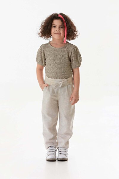 Fulla Moda Girl's Linen Trousers with Elastic Waist