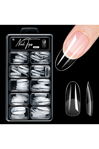 Choice 05 100Pcs Almond Coffin Soft Gel Nails Tips Half-frosted Full Cover Pr...