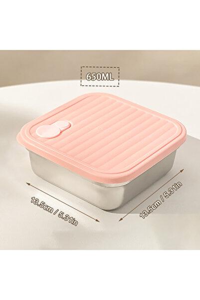 WORTHBUY Pink 650ml 304 Stainless Steel Lunch Box With Lid Portable Fruit Sal...