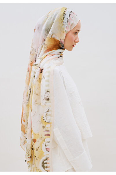 Freshscarfs Artful Strokes Desen Rami Viskon Şal Somon