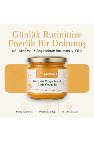 SEAMOSS Tropic Sun-Portakal & Mango Aromalı Irlanda Deniz Yosunu Jeli 330ml -...