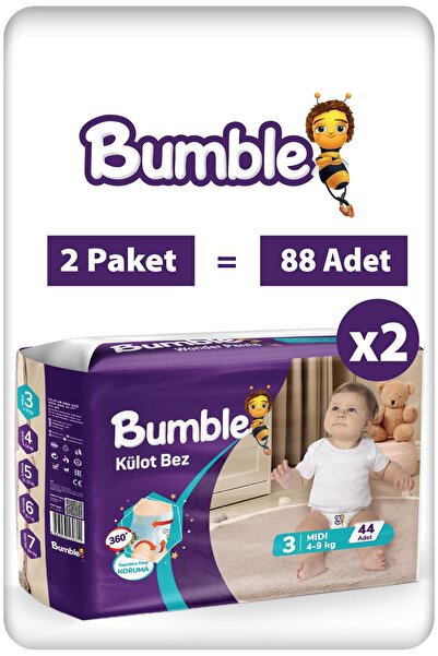 Bumble 3 Numara Midi Külot Bebek Bezi – 88 Adet | 4-9 Kg