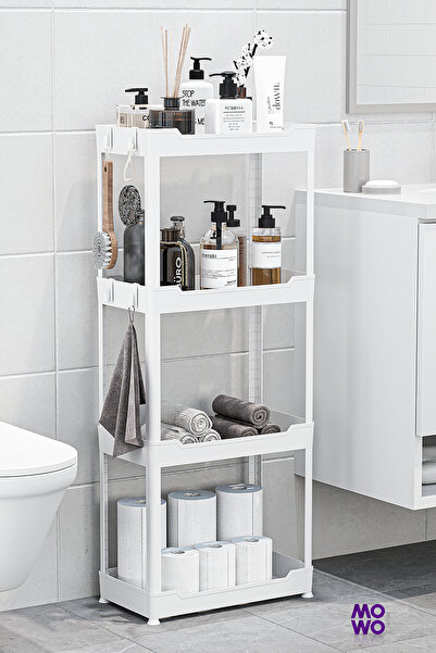 Mowo Home Mowo 4 Katlı Banyo Rafı, Mutfak Rafı, Havluluk, Deterjanlık Makyaj ...