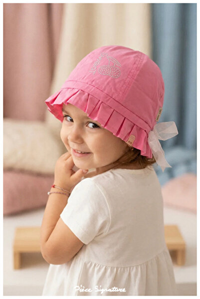 PIECE SIGNATURE 100% Cotton, Stoned Bucket Hat for Girls (Ages 4-8) (Size 52 cm)