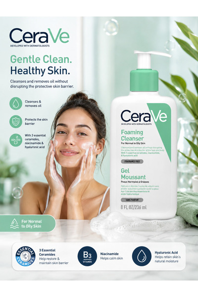 CeraVe Foaming Cleanser for Normal to Oily Face and Body - 473 ml