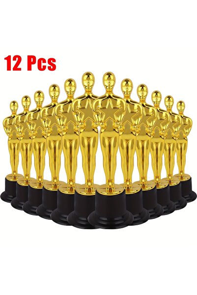 Choice 12pcs 1/3/6/12pcs Golden Trophy Statuettes, Plastic Oscar Style Award ...