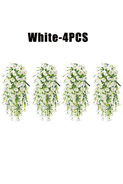Choice4 4Pcs White Artificial Hanging Flowers Plants Faux Silk Purple Morning...