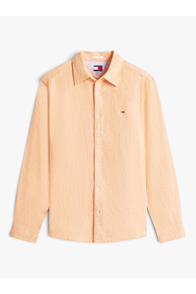 Tommy Hilfiger Tjm Reg Linen Blend Shirt Ext Men's Orange Uk Shirt - Dm0Dm22761