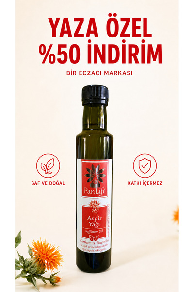PANLİFE Aspir Yağı 250 ml %100 Saf Soğuk Sıkım Bitkisel Bakım Yağı