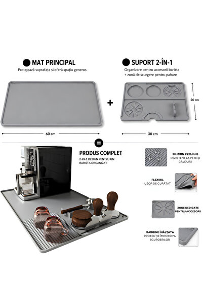 Jaskus Covoraș de cafea din silicon 40x60cm - Gri