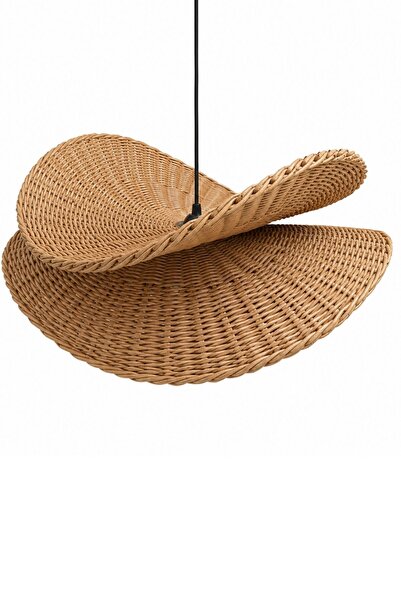 VIVIAN AVİZE 45 Cm Çap | El Yapımı Rustik Rattan Hasır Avize| Doğal İskandinav Aydınlatma