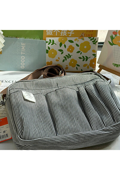 Choice1 Stripe-M-strap Large Capacity Canvas Storage Bag Simple Design For Hi...