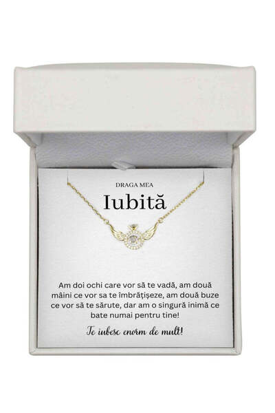 The Jewel Heart Colier Guardian Angel placat cu aur de 14K pentru prietena ta...