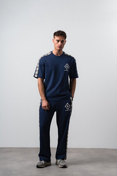 Respire Men's Far from Basic Stripe Detailed Regular Fit T-Shirt Pants Set Na...
