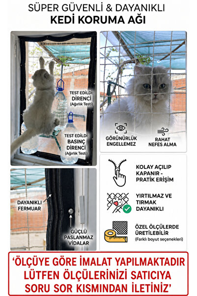 CatBlock Fermuarlı pencere kedi güvenlik filesi