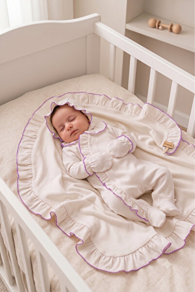 Bebezade Crochet Embroidered 4 Piece Blanket Set