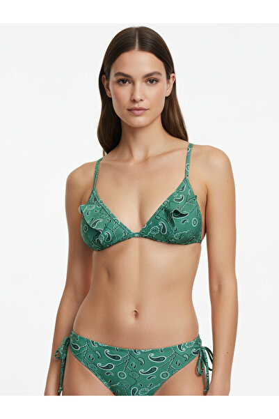 Xint Kadın Yeşil Formunu Koruyan Slim Fit Bikini Üstü