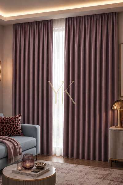 Yuka Blackout Light-Proof Background Curtain Light Purple Color Single Wing P...