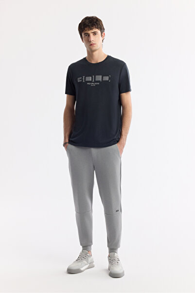Avva Men's Gray Elastic Waist Lace-Up Soft Touch Regular Fit Sweatpants A51Y3402