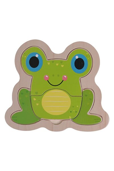 BAMI NETWORK Puzzle lemn broscuta verde 4 piese 12+ luni 14.5x12cm