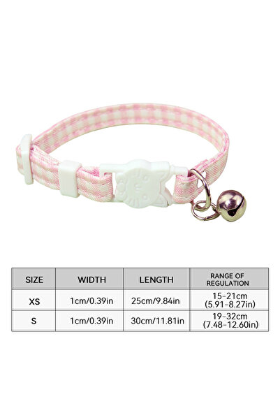 Choice4 S Pink Adjustable Grid Buckle Pet Collar with Bell for Anti Suffocati...