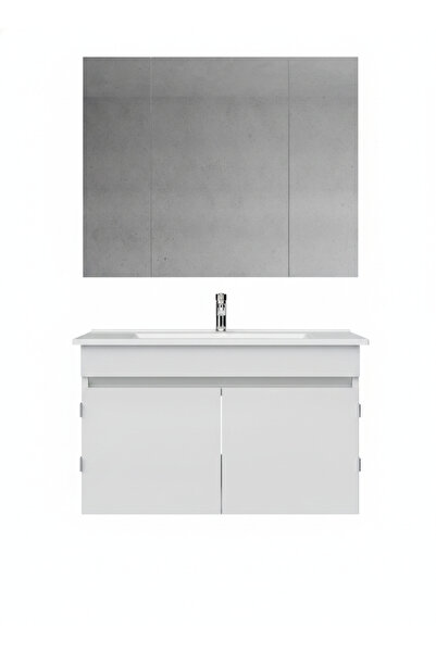 Creavit Flexio 80 Cm Kapaklı Katlanabilir Lavabo Dolabı 270 Derece Beyaz Set