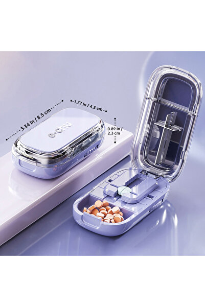 Choice20 four equal parts-P Portable 2/4 In 1 Pill Cutter Storage Box Reusabl...