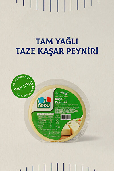 Akdu Tam Yağlı Taze Kaşar Peyniri 250 gr - %100 İnek Sütünden