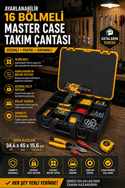 Begin Power Ayarlanabilir 16 Bölmeli Master Case Takım Çantası Organizer