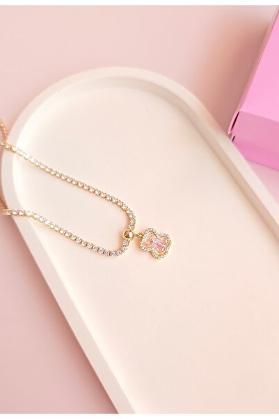 MİLUNXTE Waterway Necklace - Teddy Bear Necklace - Steel Necklace with Stones