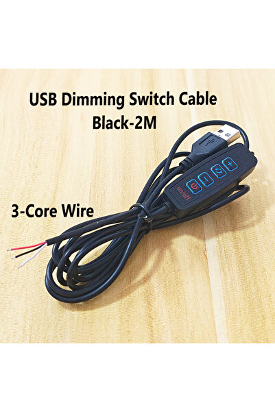 Choice14 2PCS A-Dimming-2M 1/2/5PCS USB Dimmer & On/Off Switch Cables Black/W...