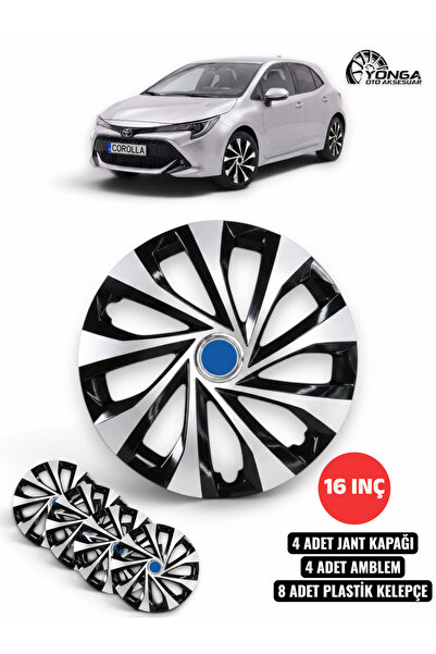 YONGA OTO AKSESUAR TOYOTA COROLLA 16 İnç Jant Kapağı 4'lü Set Siyah Gümüş + 4...