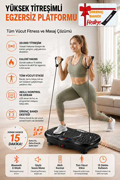 RELAXUS Yüksek Titreşimli Egzersiz Platformu Bluetooth Masaj Aleti Ev Fitness...