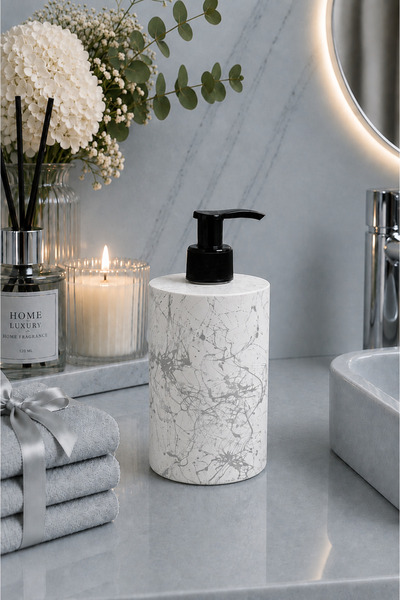 betonmall Dozator de sapun lichid din beton realizat manual pentru baie WC Do...