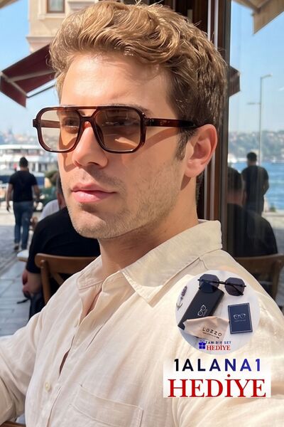 Lozzo Men's uv400 brown retro sunglasses 23001-1 c3