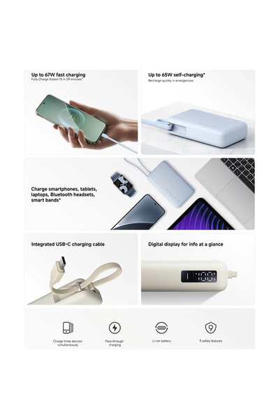Xiaomi بنك طاقة بقوة 67 واط 10000 مللي أمبير (كابل مدمج)