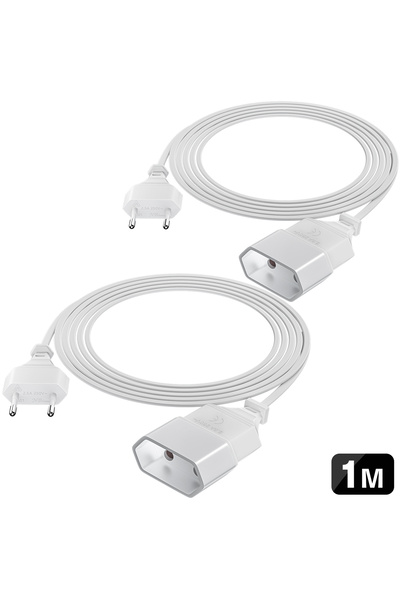 Choice1 2PCS White 2 Pack 1/2m Extension Cable, Power EU Plug Extension Cord ...