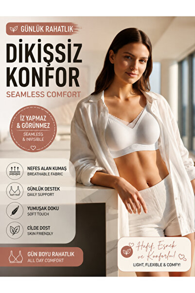 Nior iç giyim Breathable Cotton Everyday Bra - Non-Marking Design Modern Cut ...